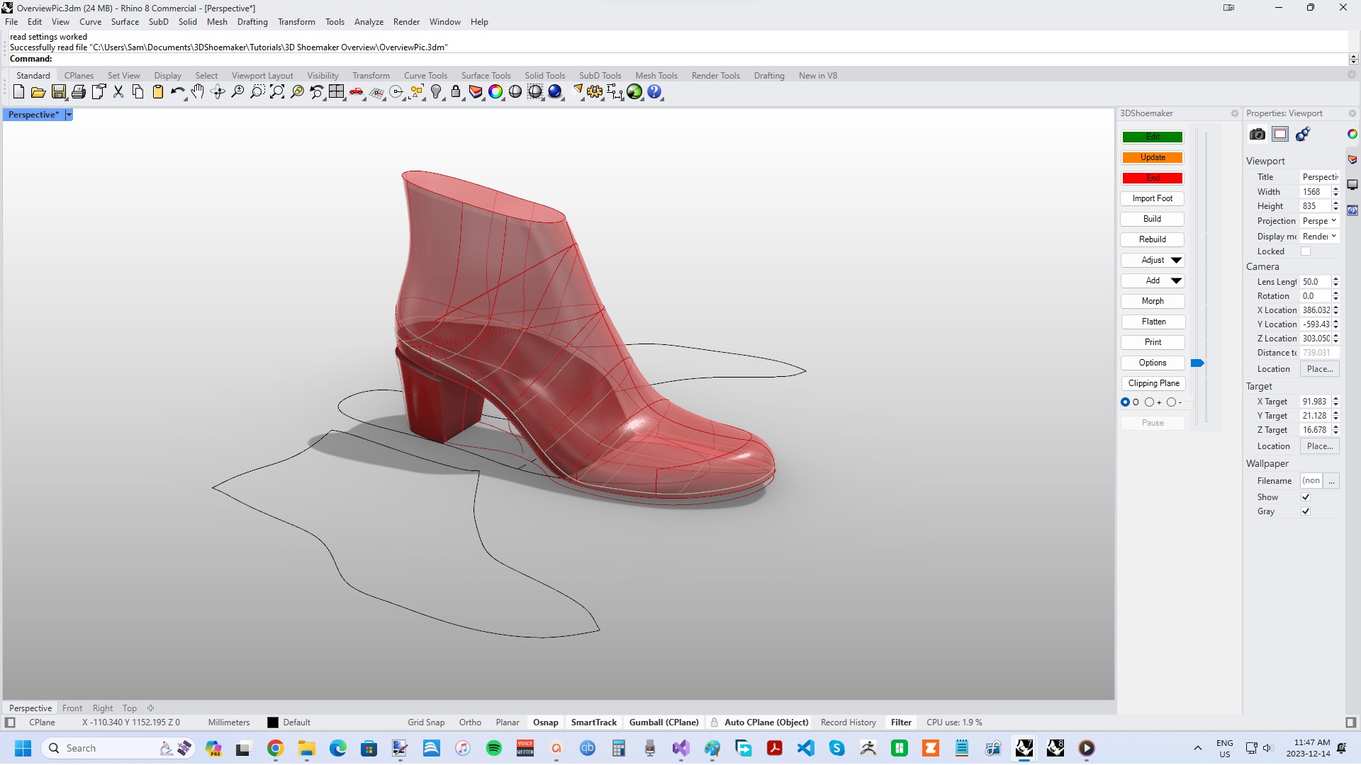 3DShoemaker for Rhino 8 overview