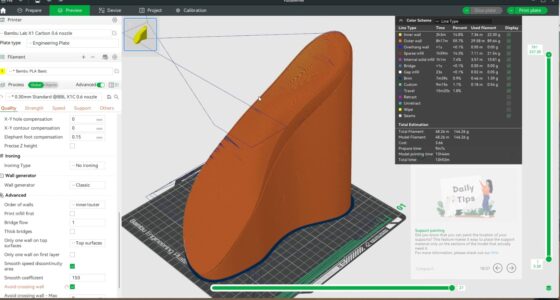 Settings for 3D Printing Orthotics with Edge Supports