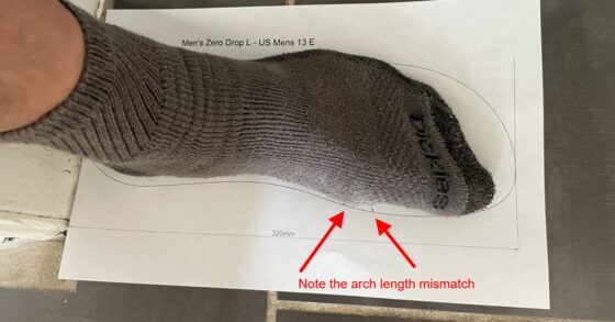 using shoe last outlines for online shoe sizing