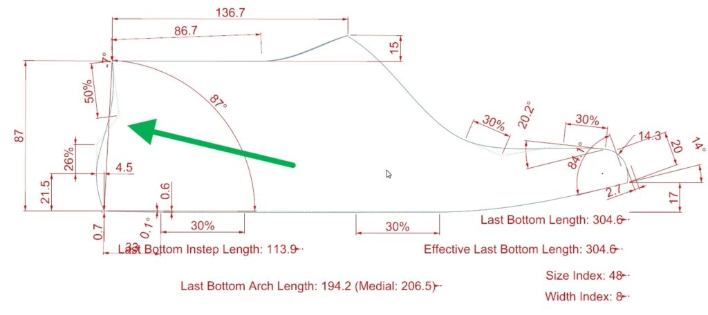 Designing and Customizing 3D Printed Shoe Models adjusting back curvature