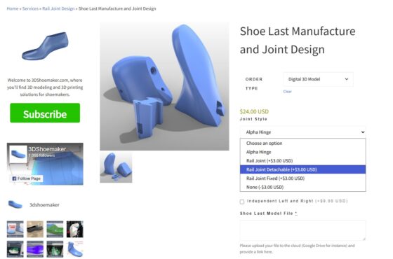 3rd Party Shoe Last Joint Design for 3D Printing