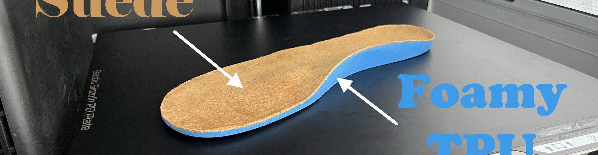 3D Printed Orthotic Insoles with Suede Top Covering