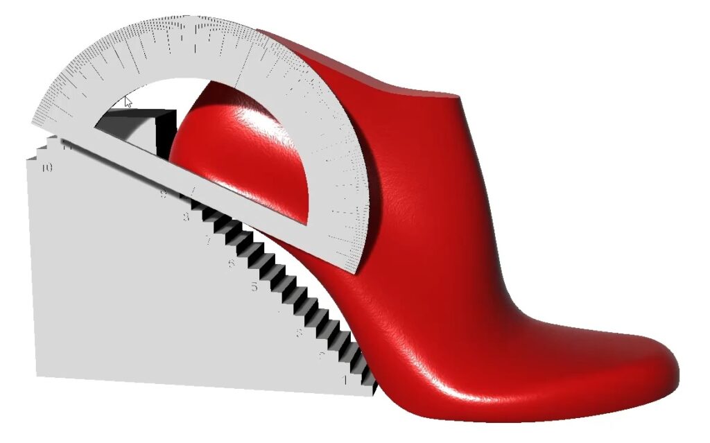Measuring shoe last Heel Height and Wedge Angle with a common protractor